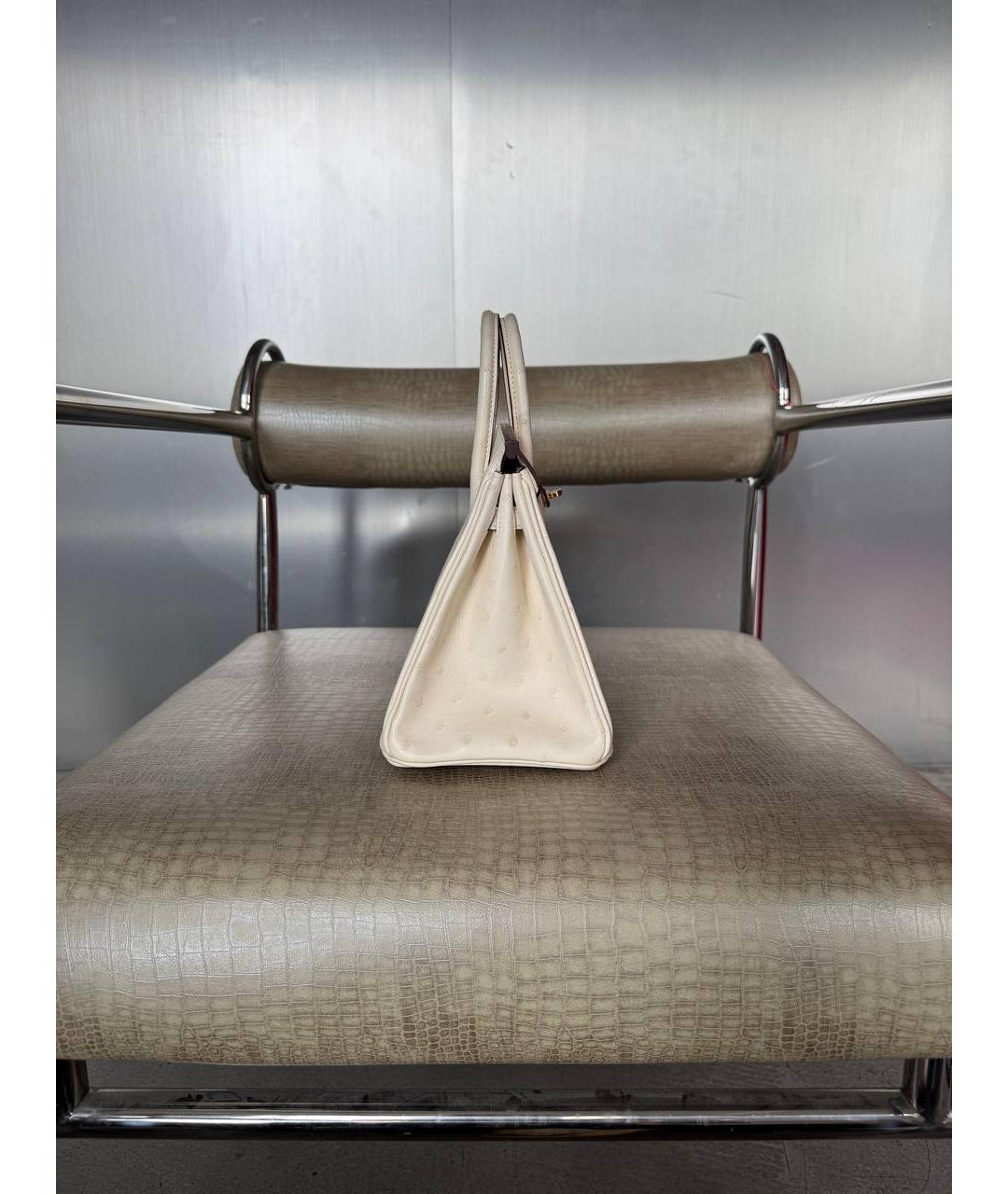 HERMES Бежевая кожаная сумка с короткими ручками, фото 3