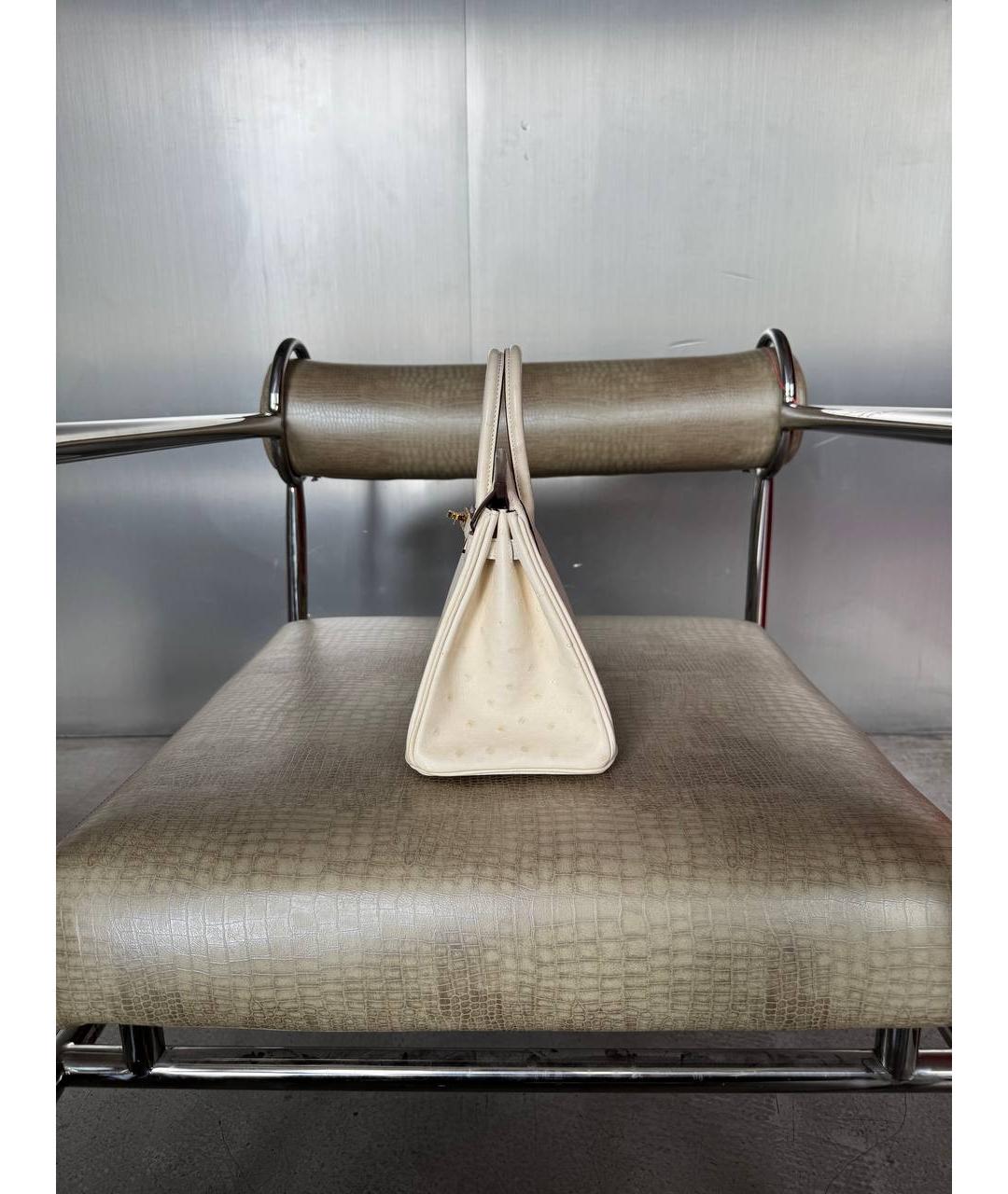 HERMES Бежевая кожаная сумка с короткими ручками, фото 2