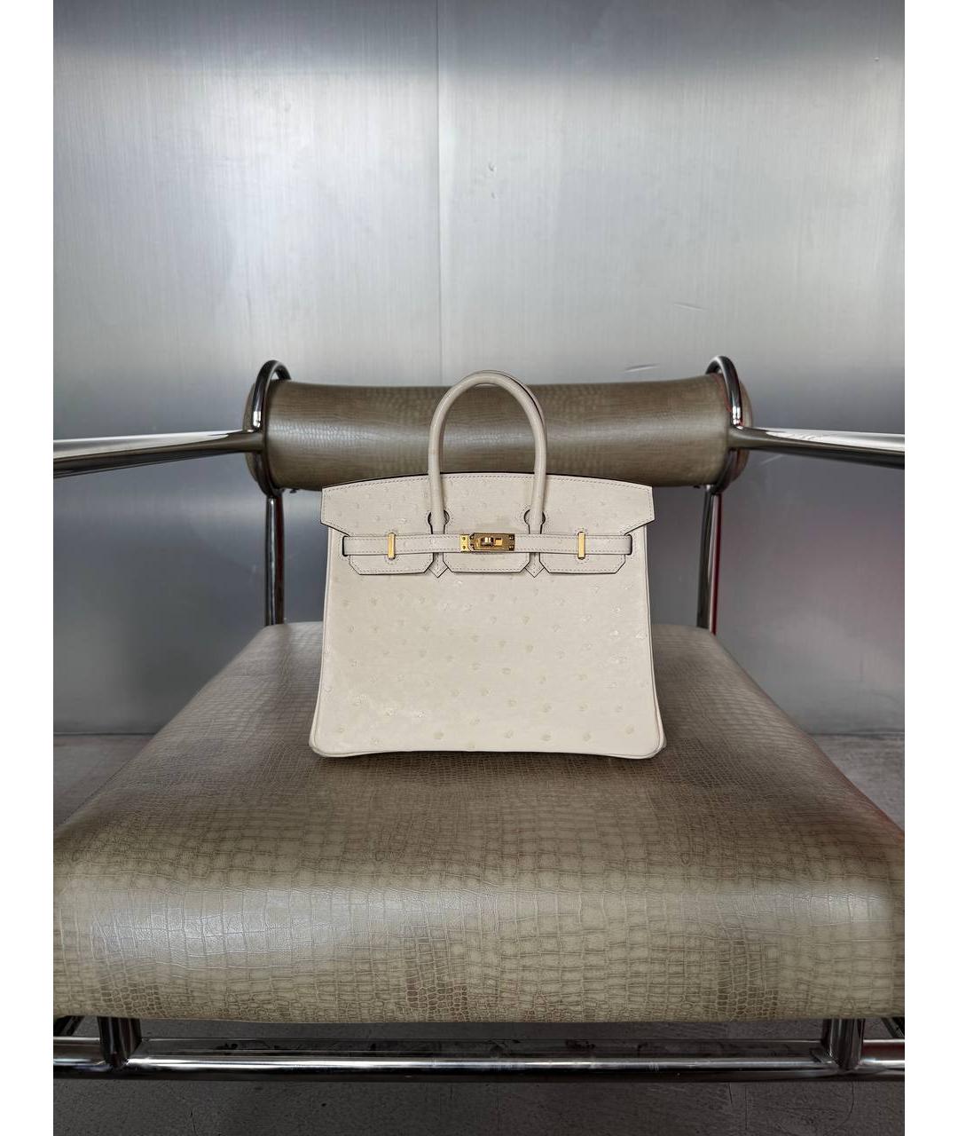 HERMES Бежевая кожаная сумка с короткими ручками, фото 5