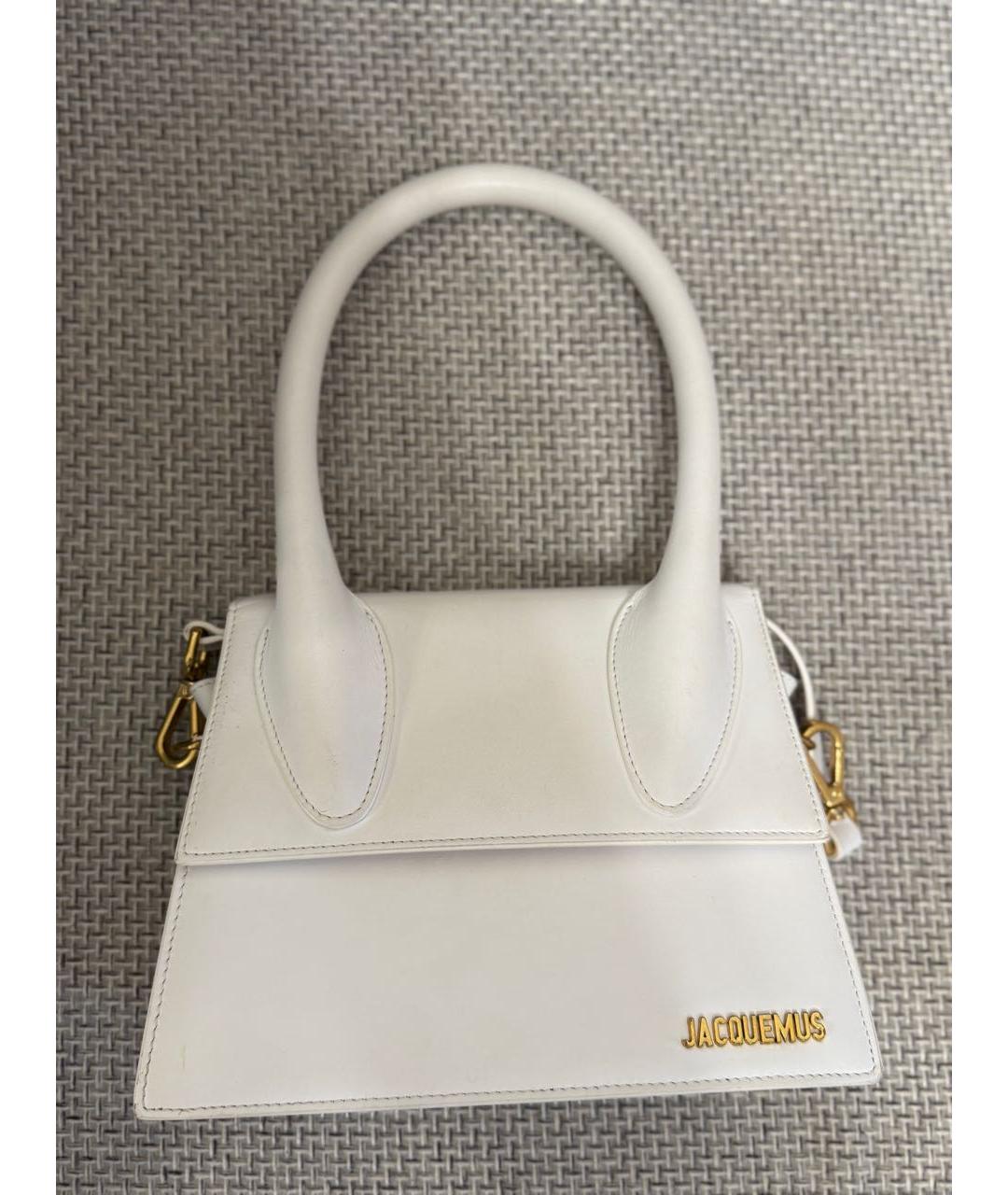 JACQUEMUS Белая кожаная сумка через плечо, фото 7