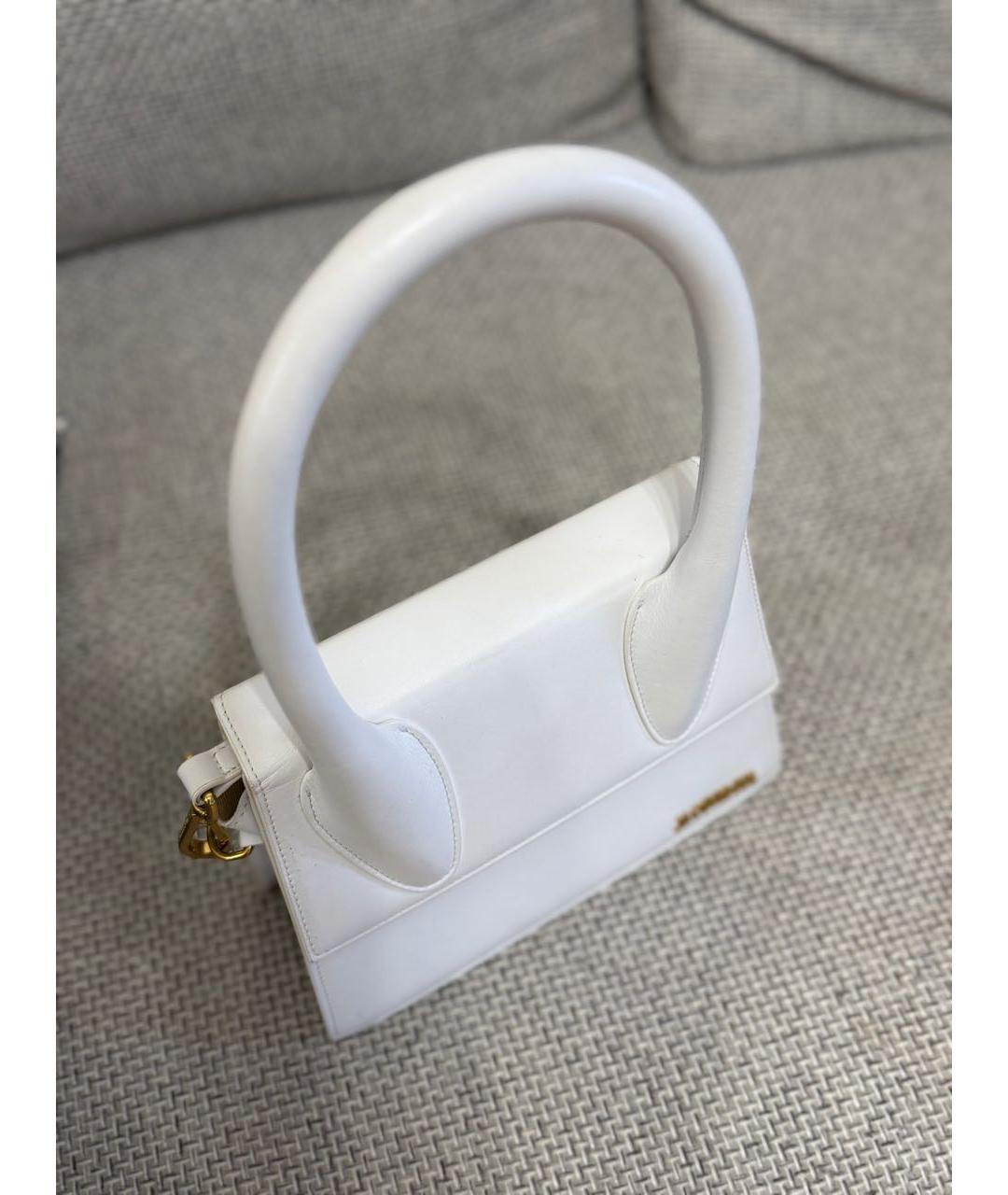 JACQUEMUS Белая кожаная сумка через плечо, фото 2