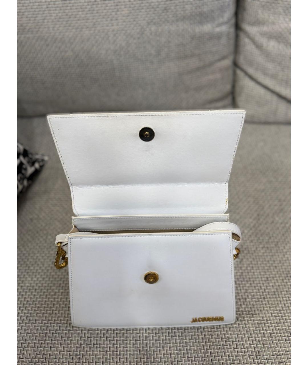 JACQUEMUS Белая кожаная сумка через плечо, фото 4