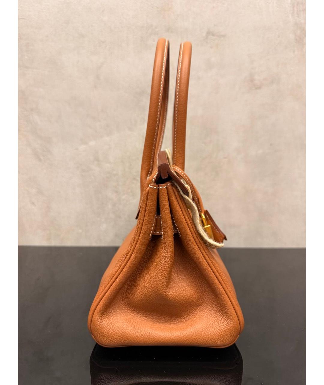 HERMES Коричневая кожаная сумка с короткими ручками, фото 2