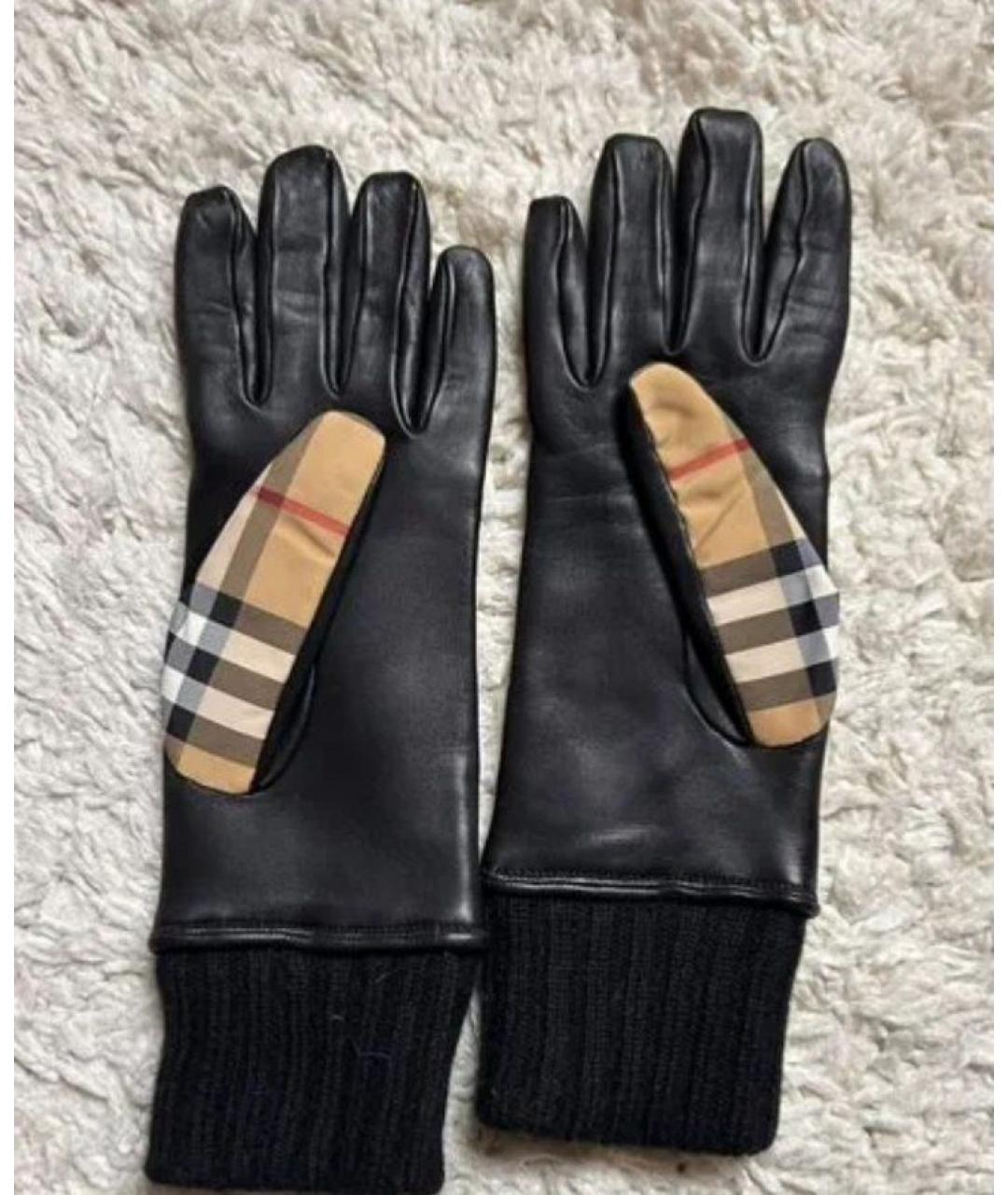 BURBERRY Коричневые кожаные перчатки, фото 6