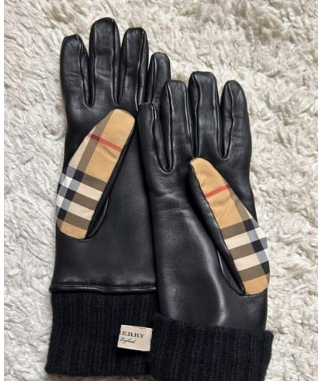 BURBERRY Коричневые кожаные перчатки, фото 7