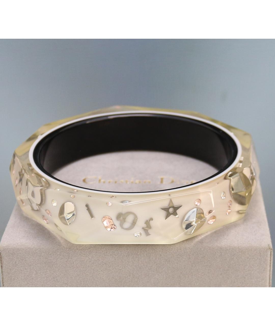 CHRISTIAN DIOR Бежевый пластиковый браслет, фото 10