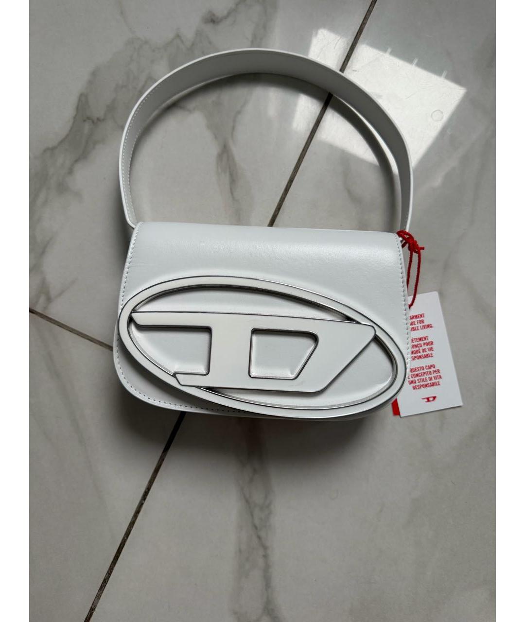 DIESEL Белая кожаная сумка через плечо, фото 5