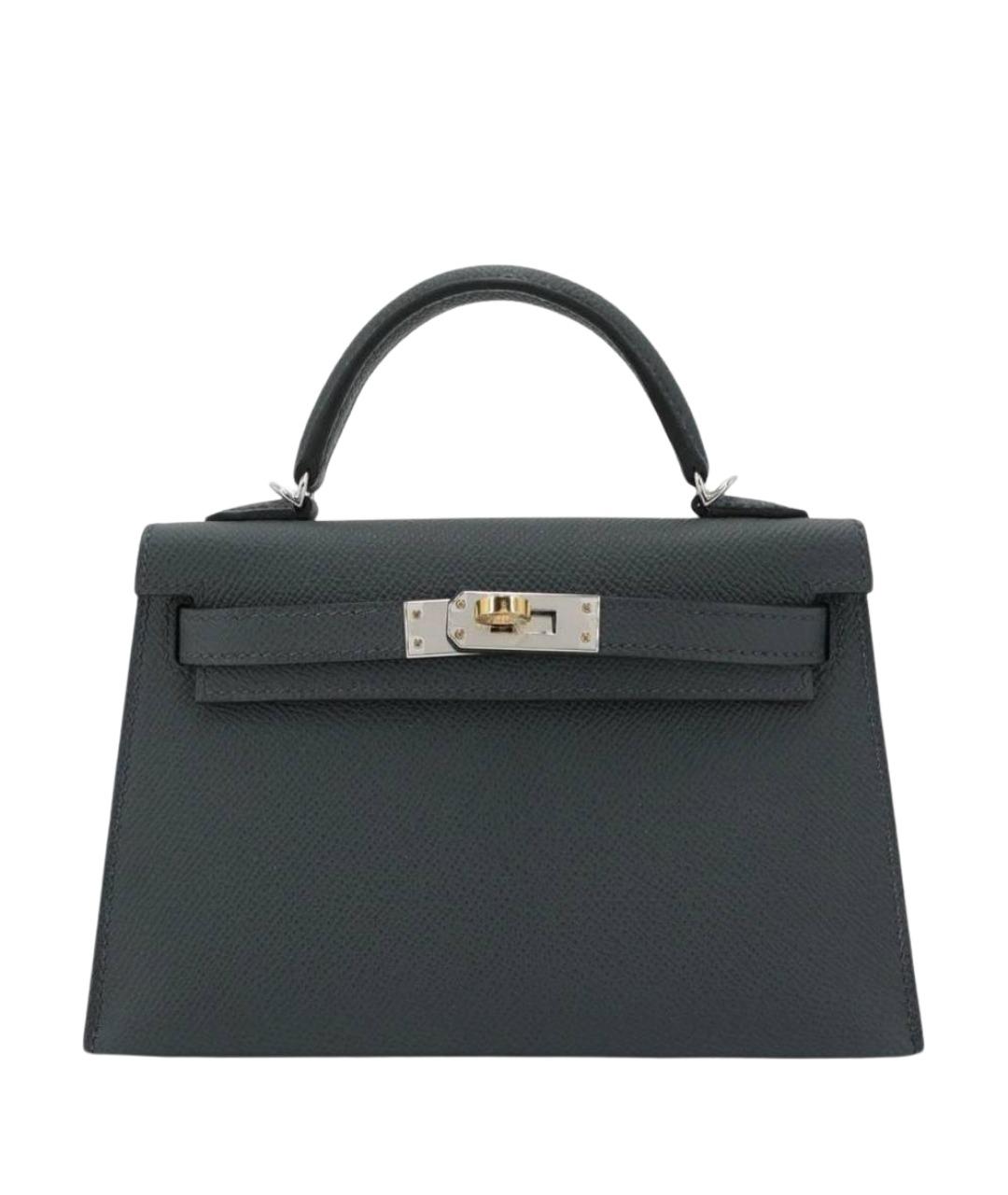 HERMES Антрацитовая кожаная сумка тоут, фото 1