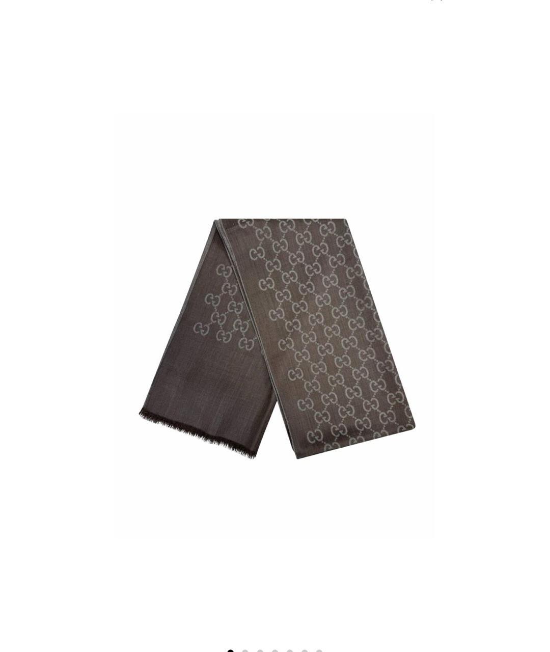 GUCCI Коричневый шерстяной шарф, фото 7