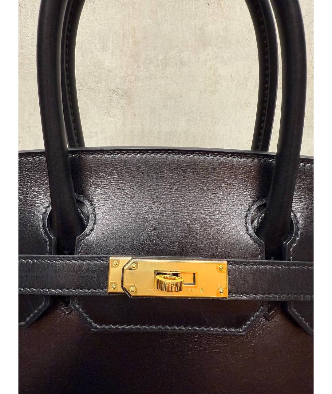 HERMES Черная кожаная сумка тоут, фото 5