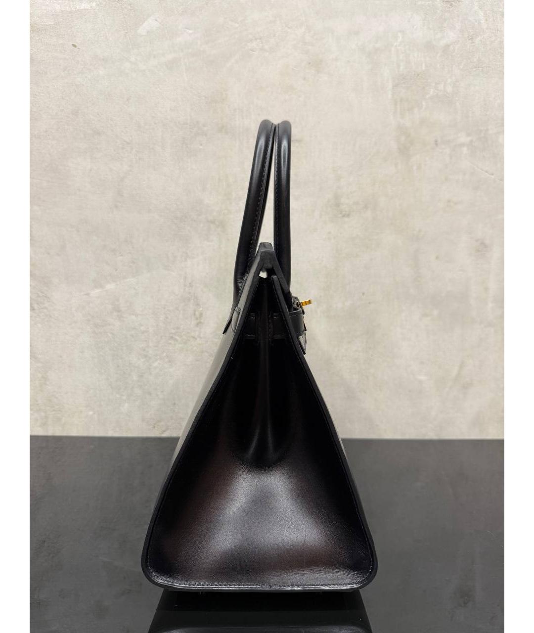 HERMES Черная кожаная сумка тоут, фото 4