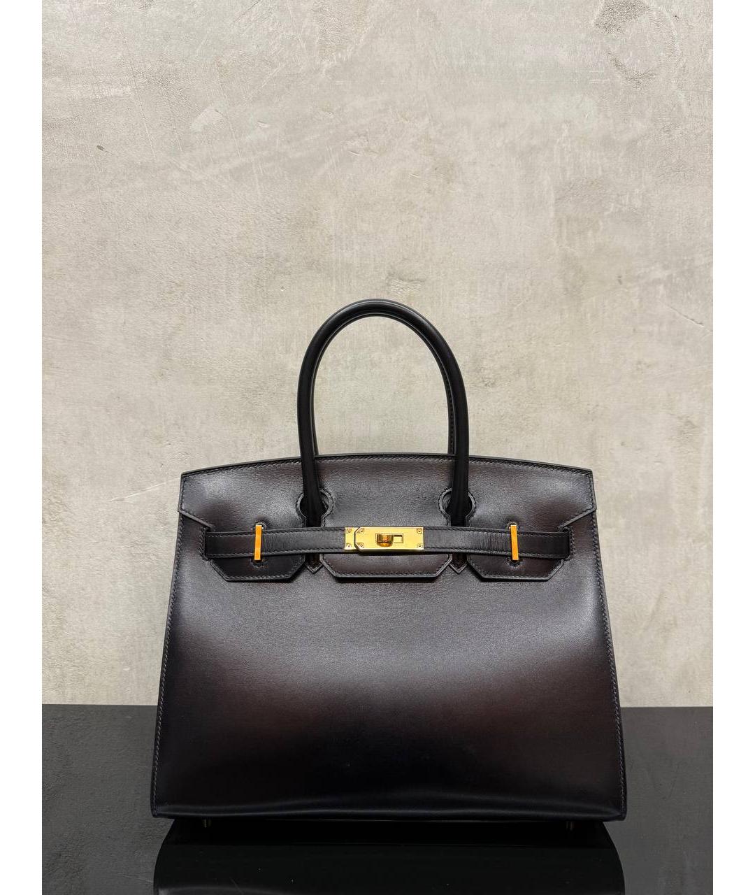 HERMES Черная кожаная сумка тоут, фото 6