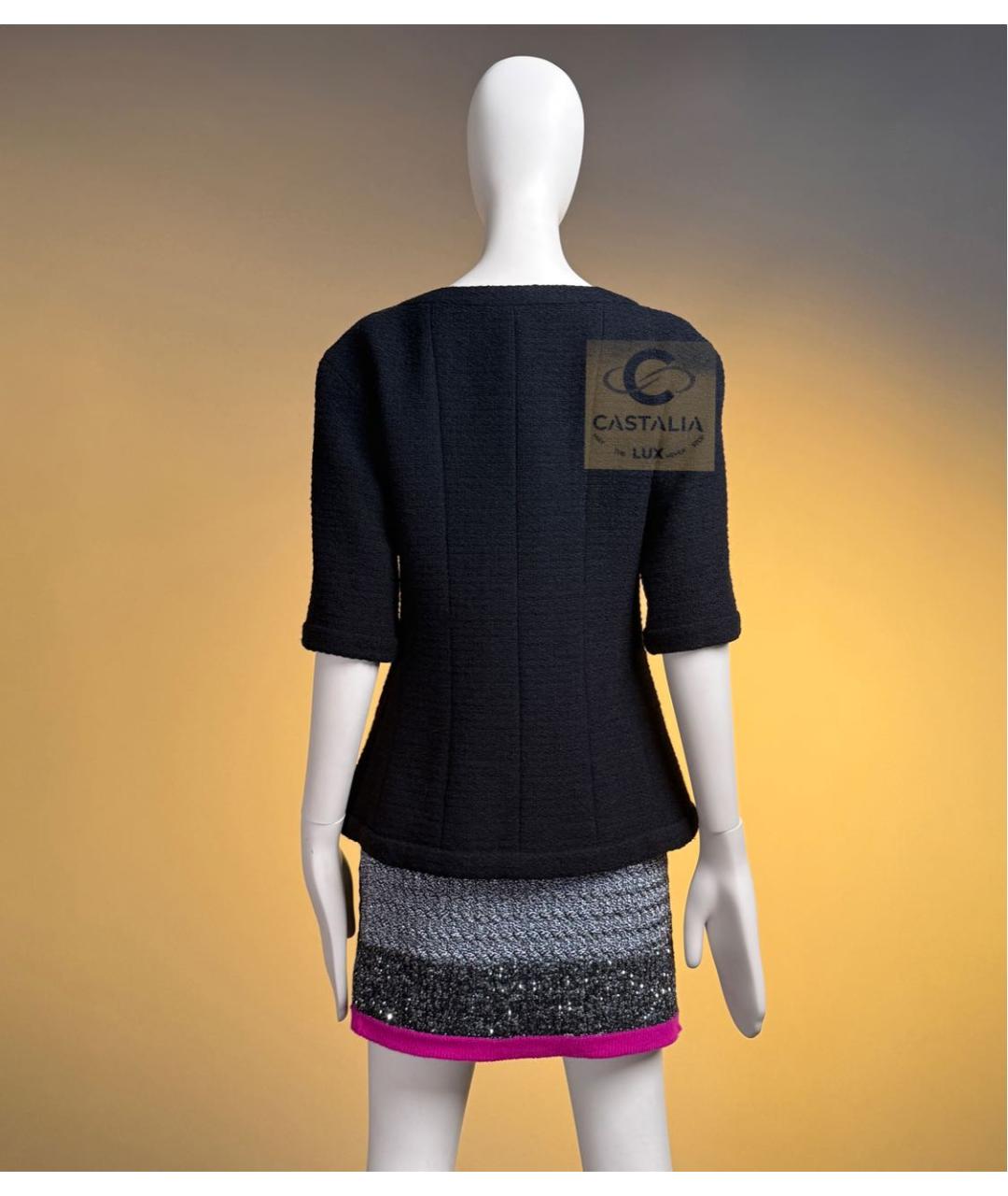 CHANEL Черный твидовый жакет/пиджак, фото 8