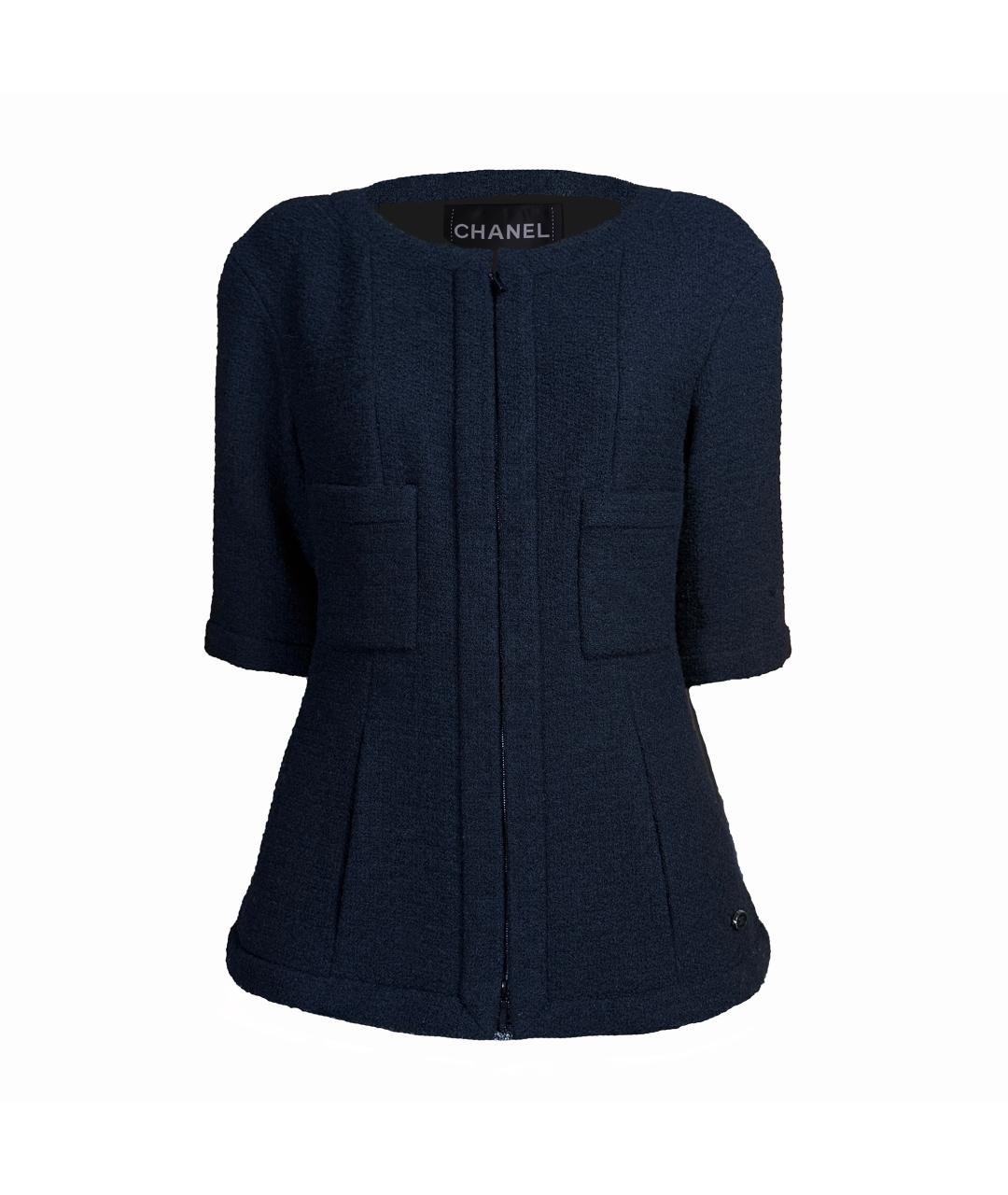 CHANEL Черный твидовый жакет/пиджак, фото 1