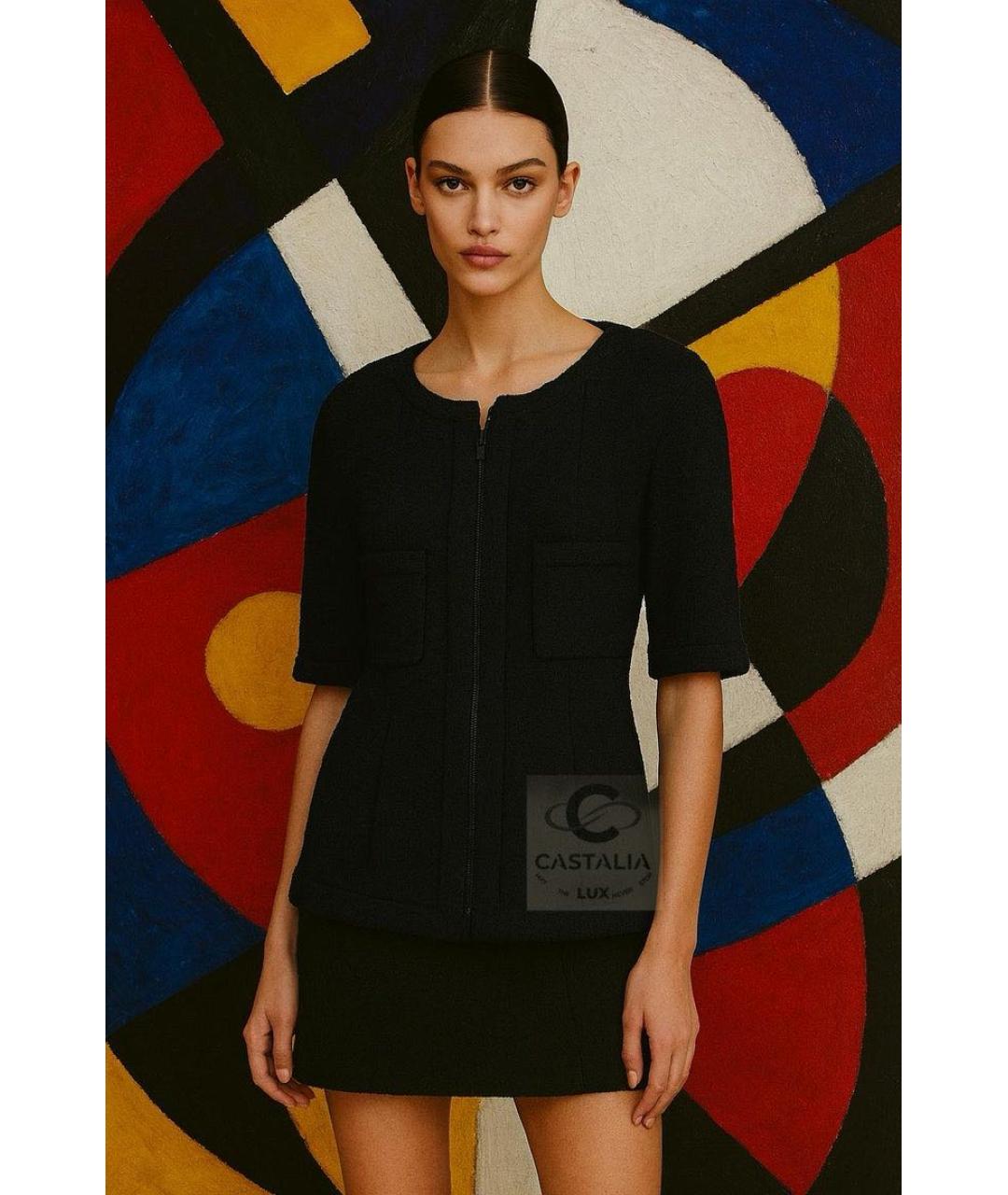 CHANEL Черный твидовый жакет/пиджак, фото 2