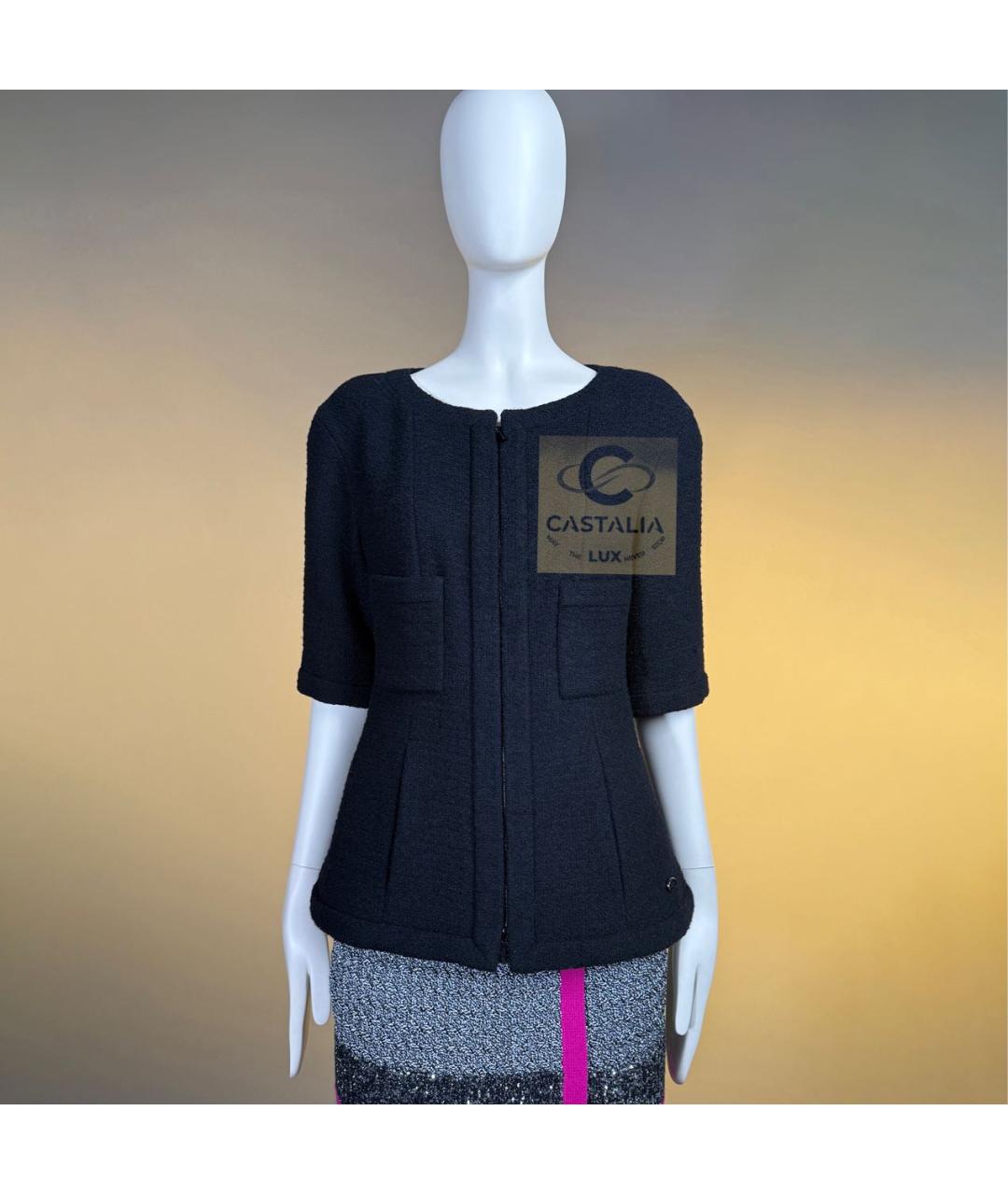 CHANEL Черный твидовый жакет/пиджак, фото 3