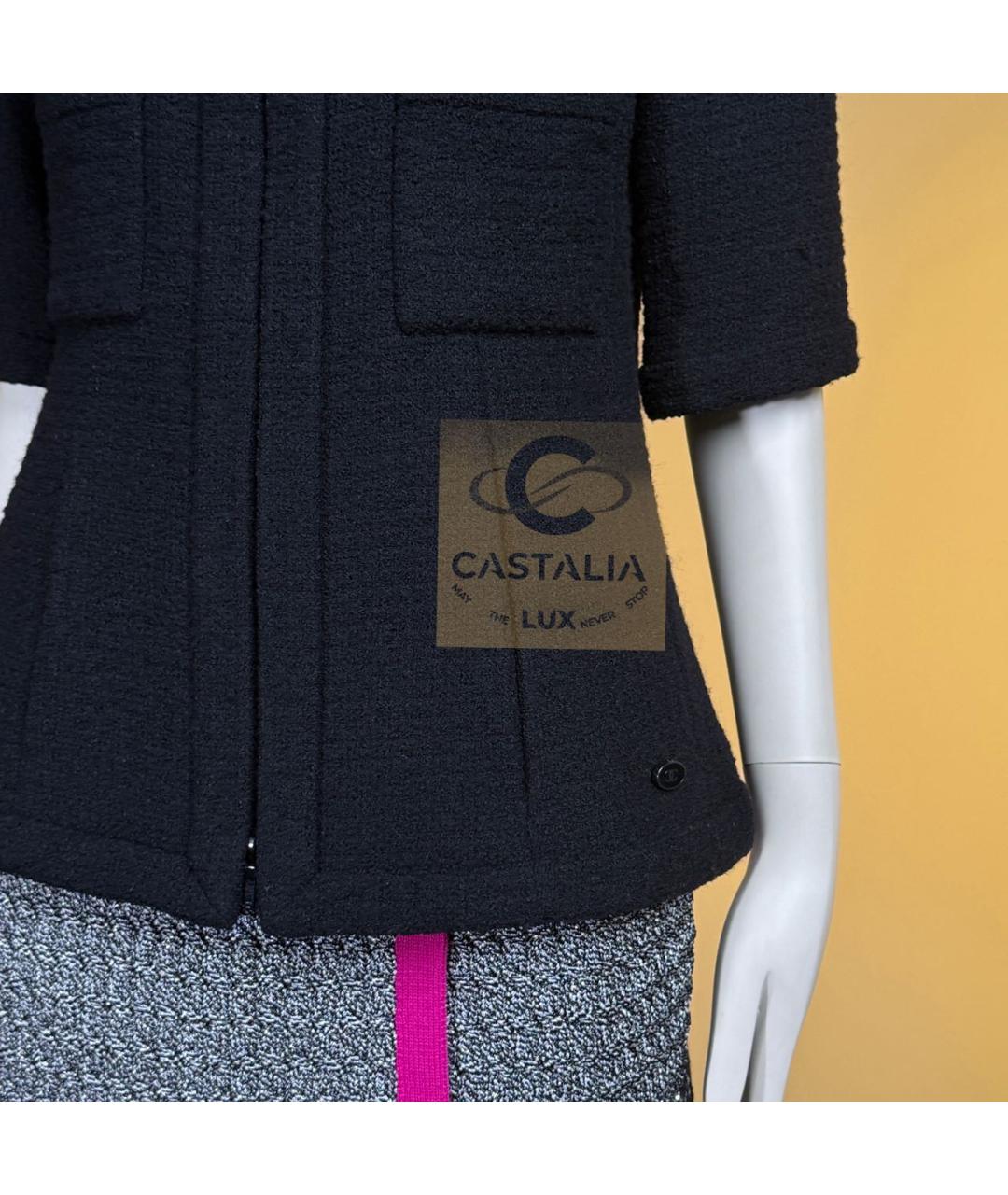 CHANEL Черный твидовый жакет/пиджак, фото 6