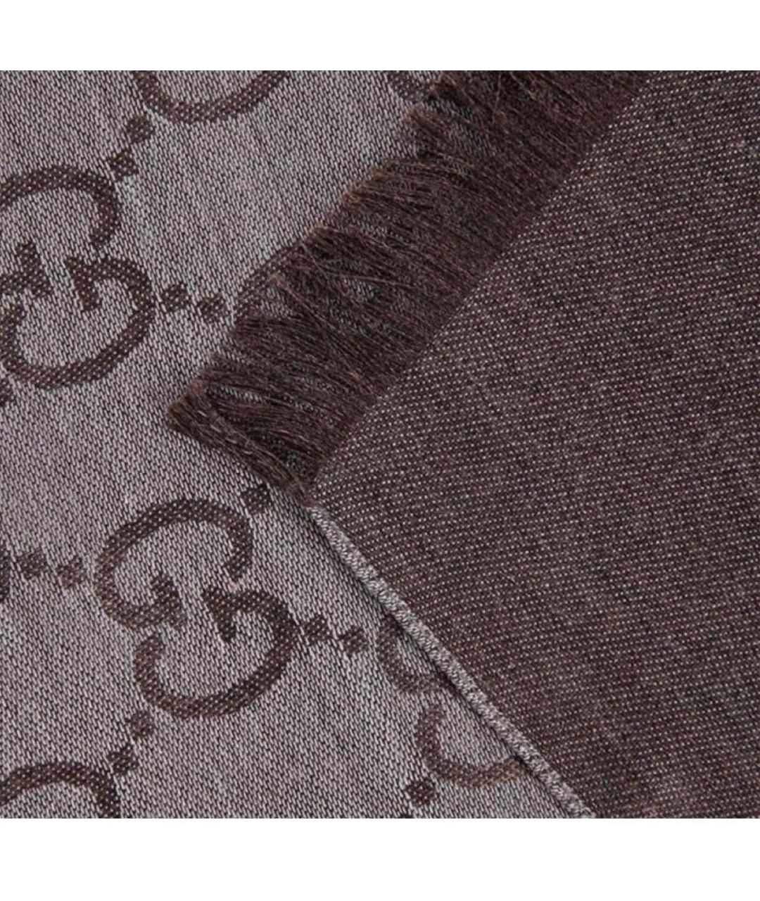 GUCCI Антрацитовый шерстяной шарф, фото 3