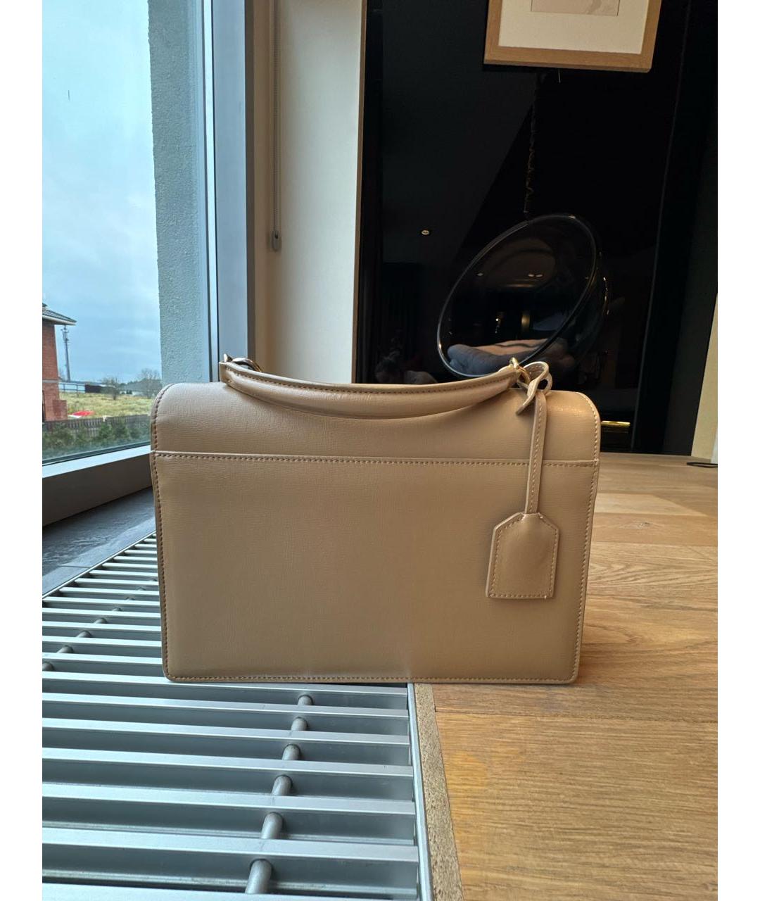 SAINT LAURENT Бежевая кожаная сумка через плечо, фото 3