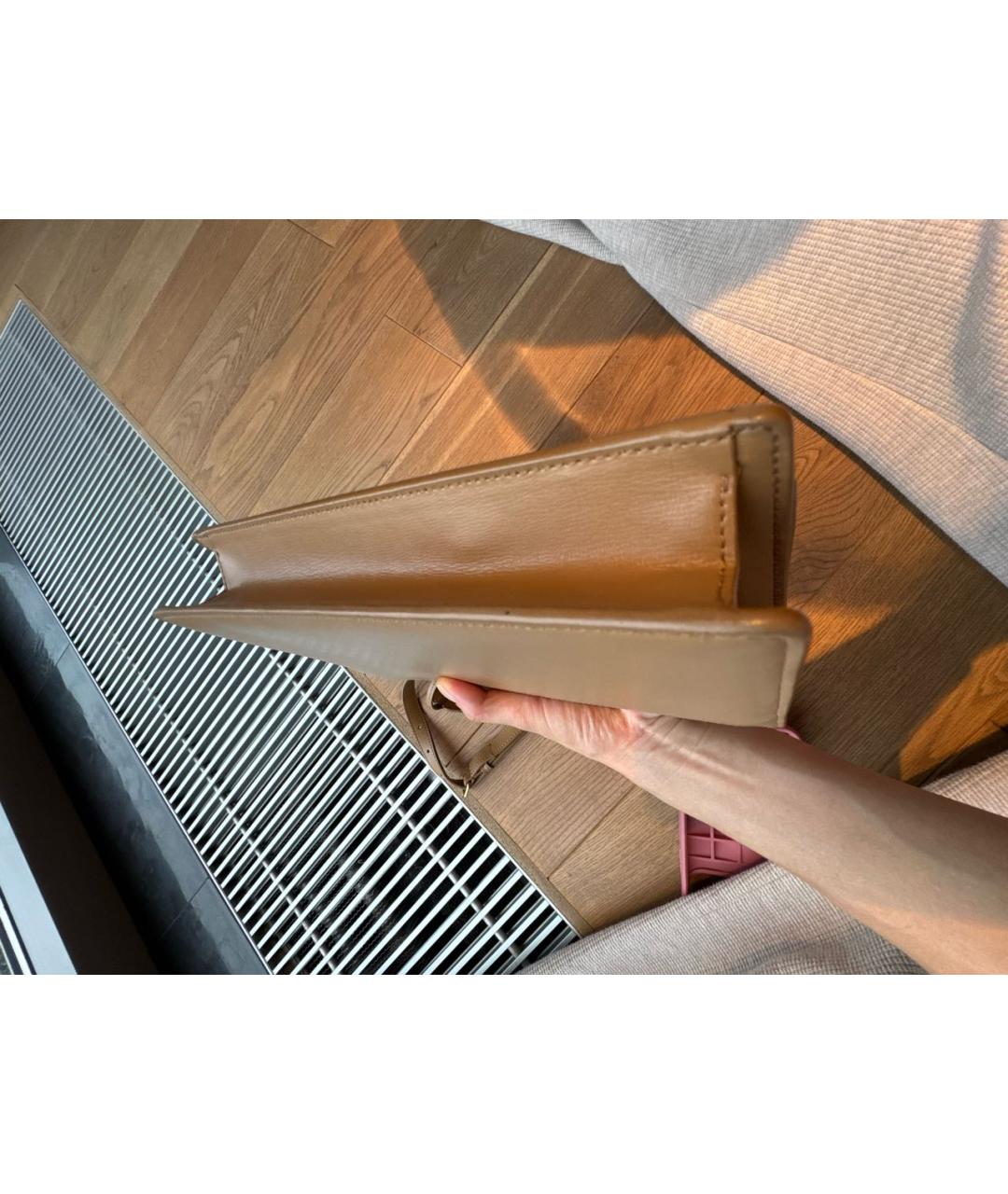 SAINT LAURENT Бежевая кожаная сумка через плечо, фото 7