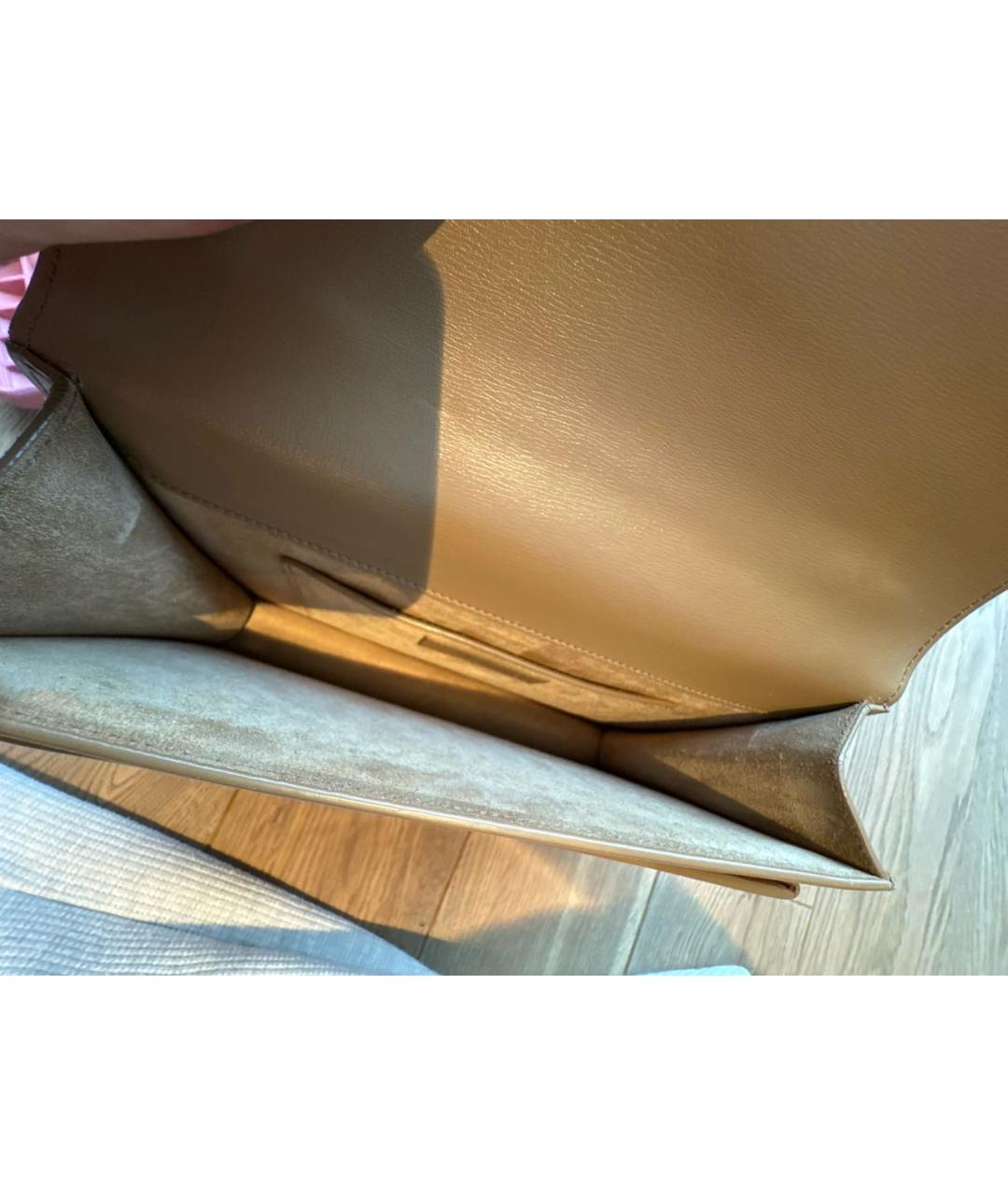 SAINT LAURENT Бежевая кожаная сумка через плечо, фото 4