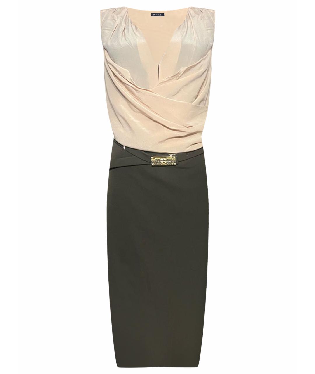 PINKO Мульти шелковое коктейльное платье, фото 1