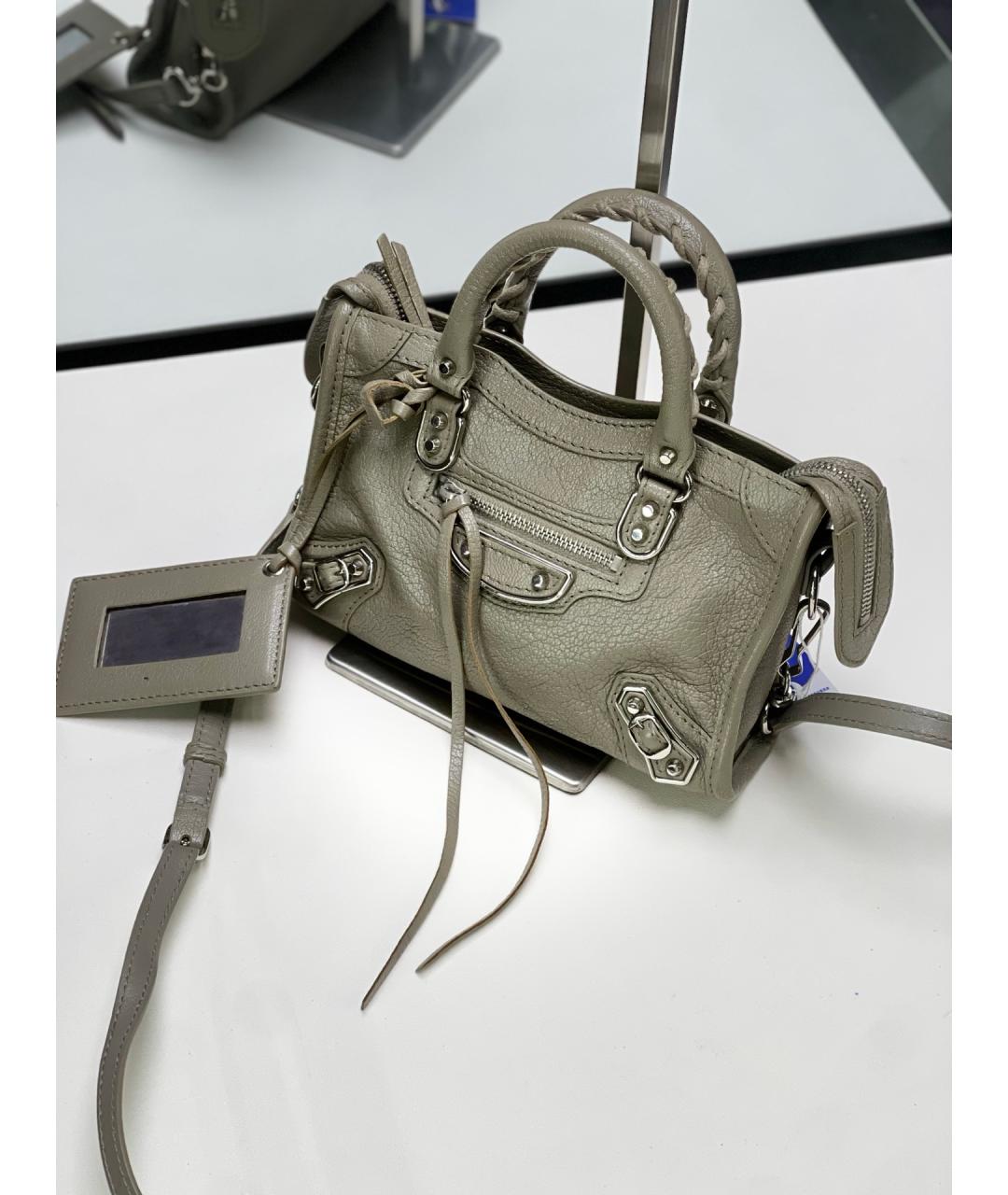 BALENCIAGA Серая кожаная сумка через плечо, фото 7