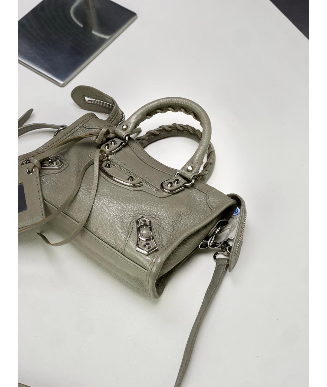 BALENCIAGA Серая кожаная сумка через плечо, фото 6