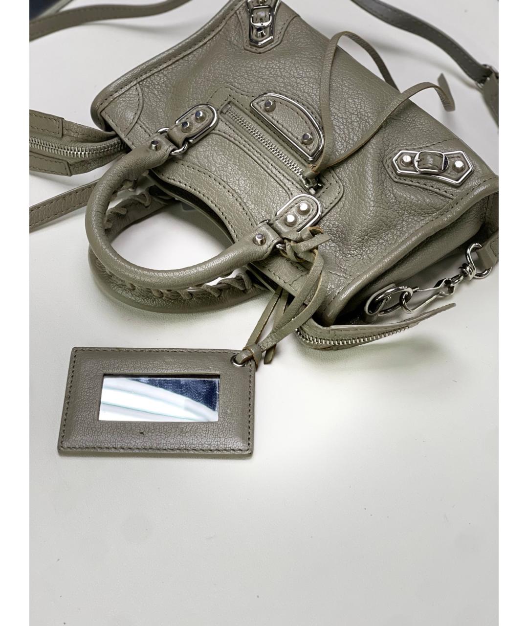 BALENCIAGA Серая кожаная сумка через плечо, фото 5