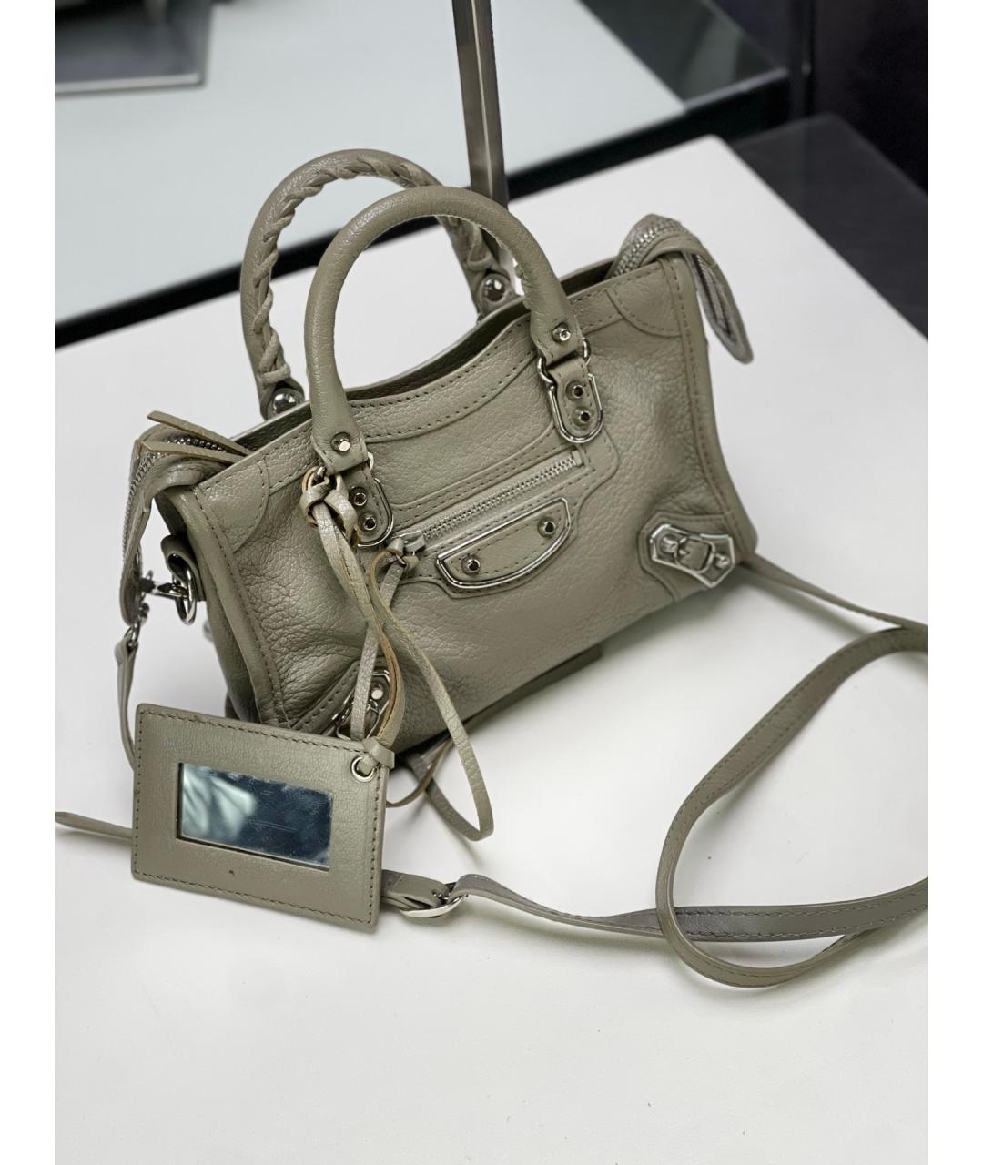 BALENCIAGA Серая кожаная сумка через плечо, фото 2