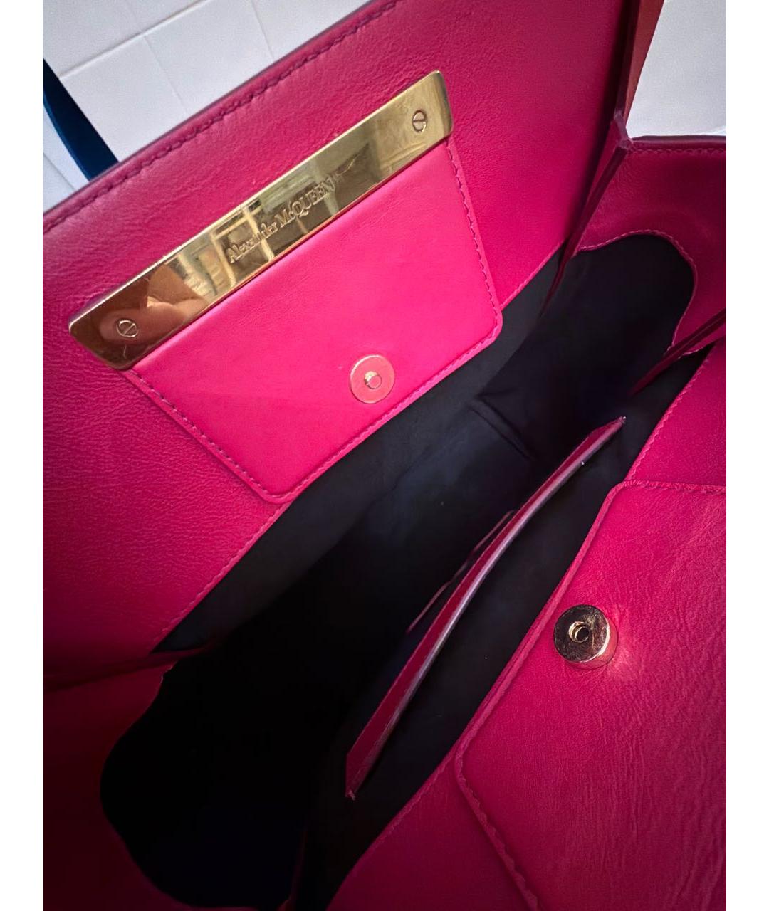 ALEXANDER MCQUEEN Розовая кожаная сумка через плечо, фото 4
