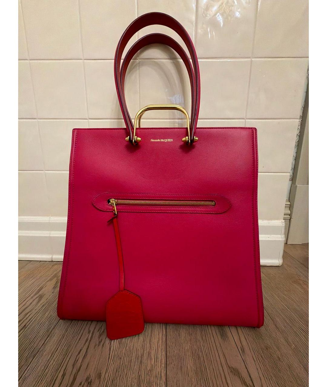 ALEXANDER MCQUEEN Розовая кожаная сумка через плечо, фото 5