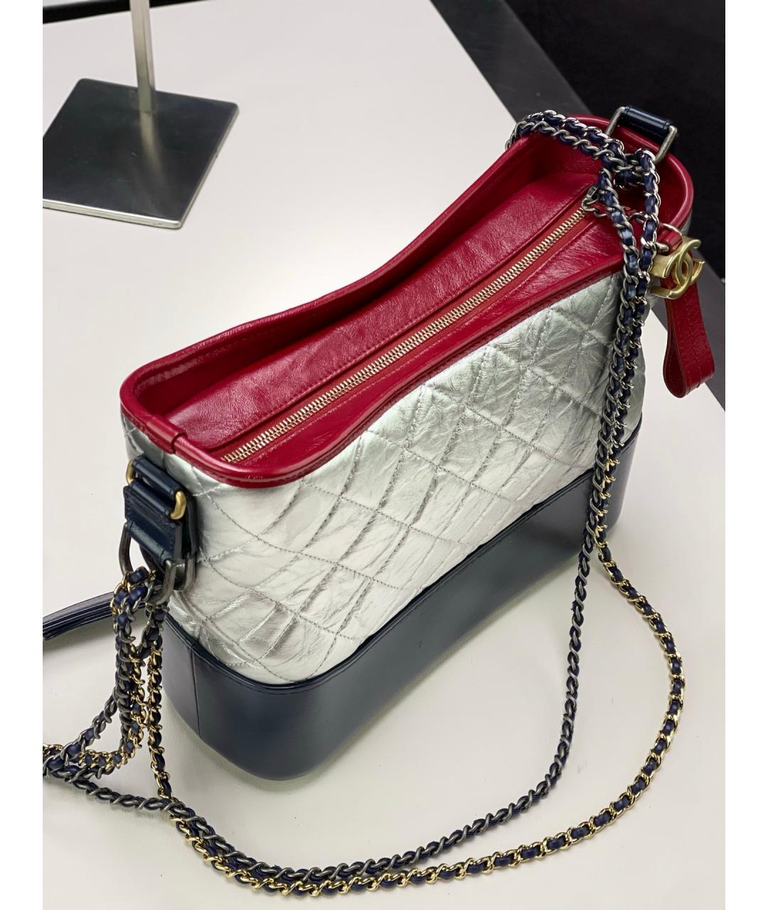 CHANEL Серебряная кожаная сумка через плечо, фото 6