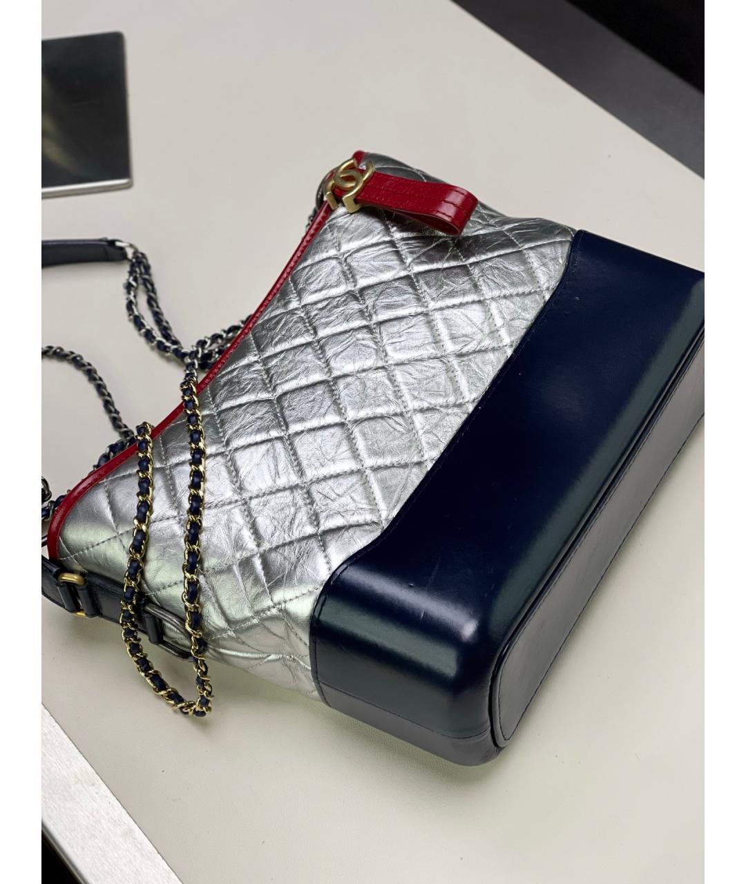 CHANEL Серебряная кожаная сумка через плечо, фото 4