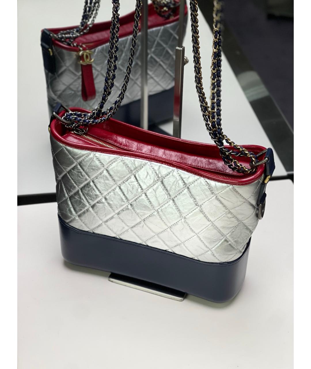 CHANEL Серебряная кожаная сумка через плечо, фото 3