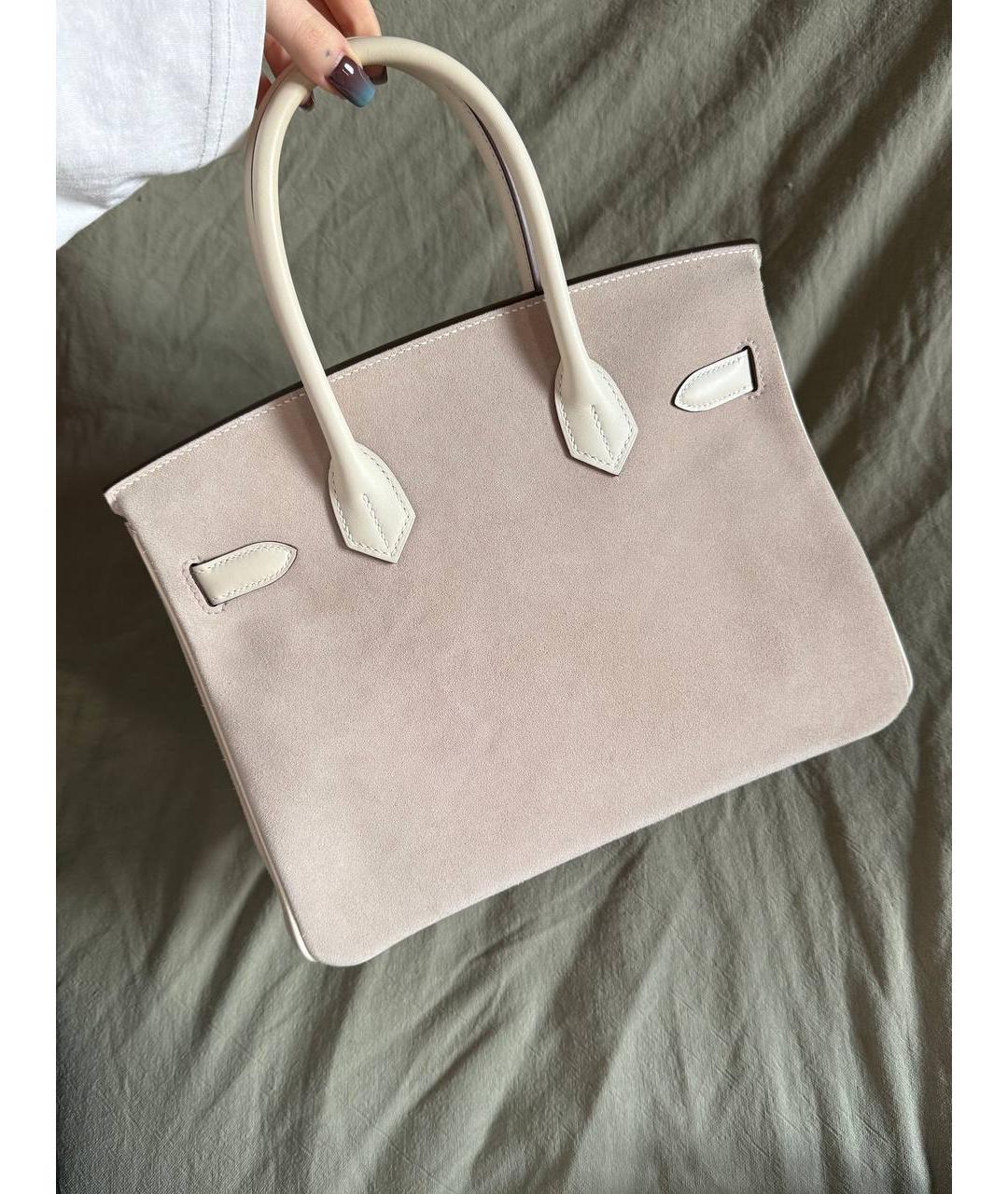 HERMES Бежевая кожаная сумка с короткими ручками, фото 3