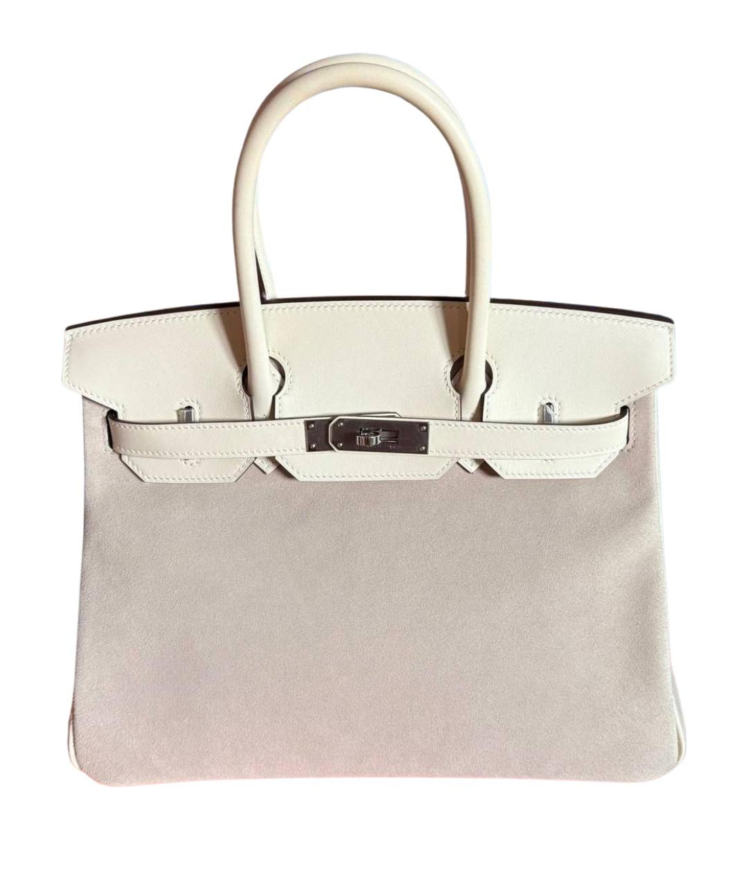 HERMES Бежевая кожаная сумка с короткими ручками, фото 1