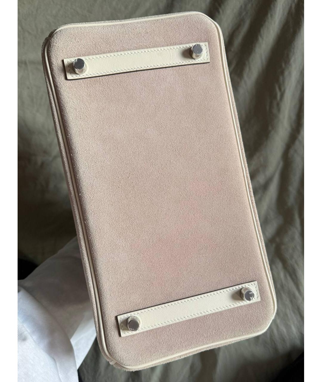 HERMES Бежевая кожаная сумка с короткими ручками, фото 5