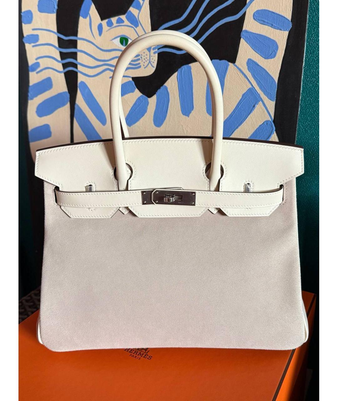 HERMES Бежевая кожаная сумка с короткими ручками, фото 6