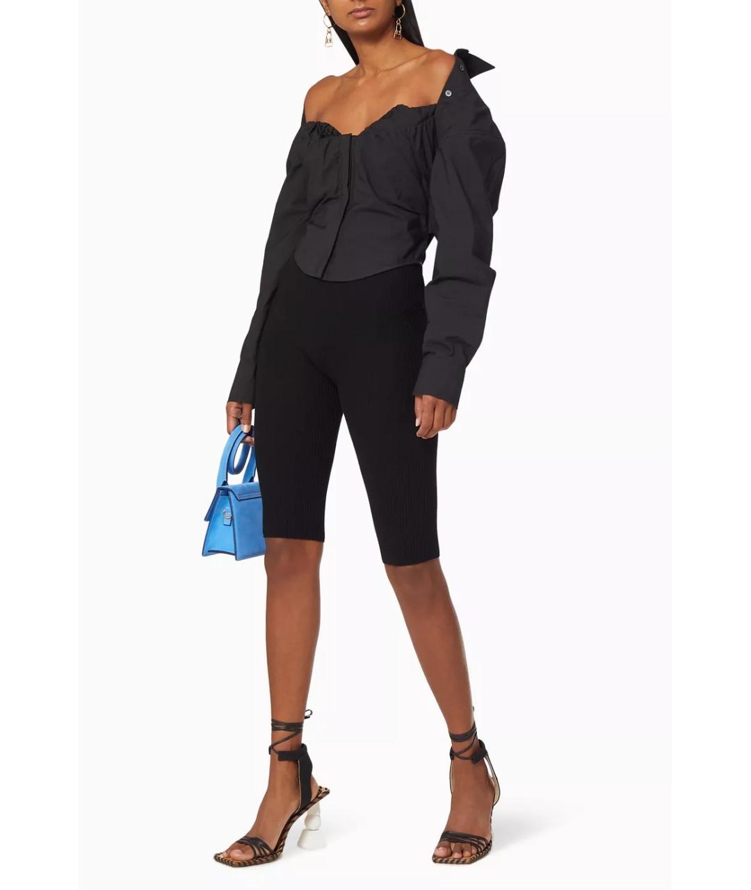 JACQUEMUS Черная хлопко-эластановая блузы, фото 6