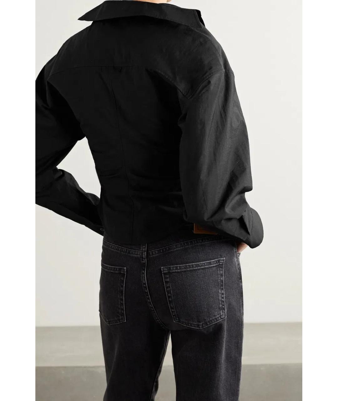 JACQUEMUS Черная хлопко-эластановая блузы, фото 8