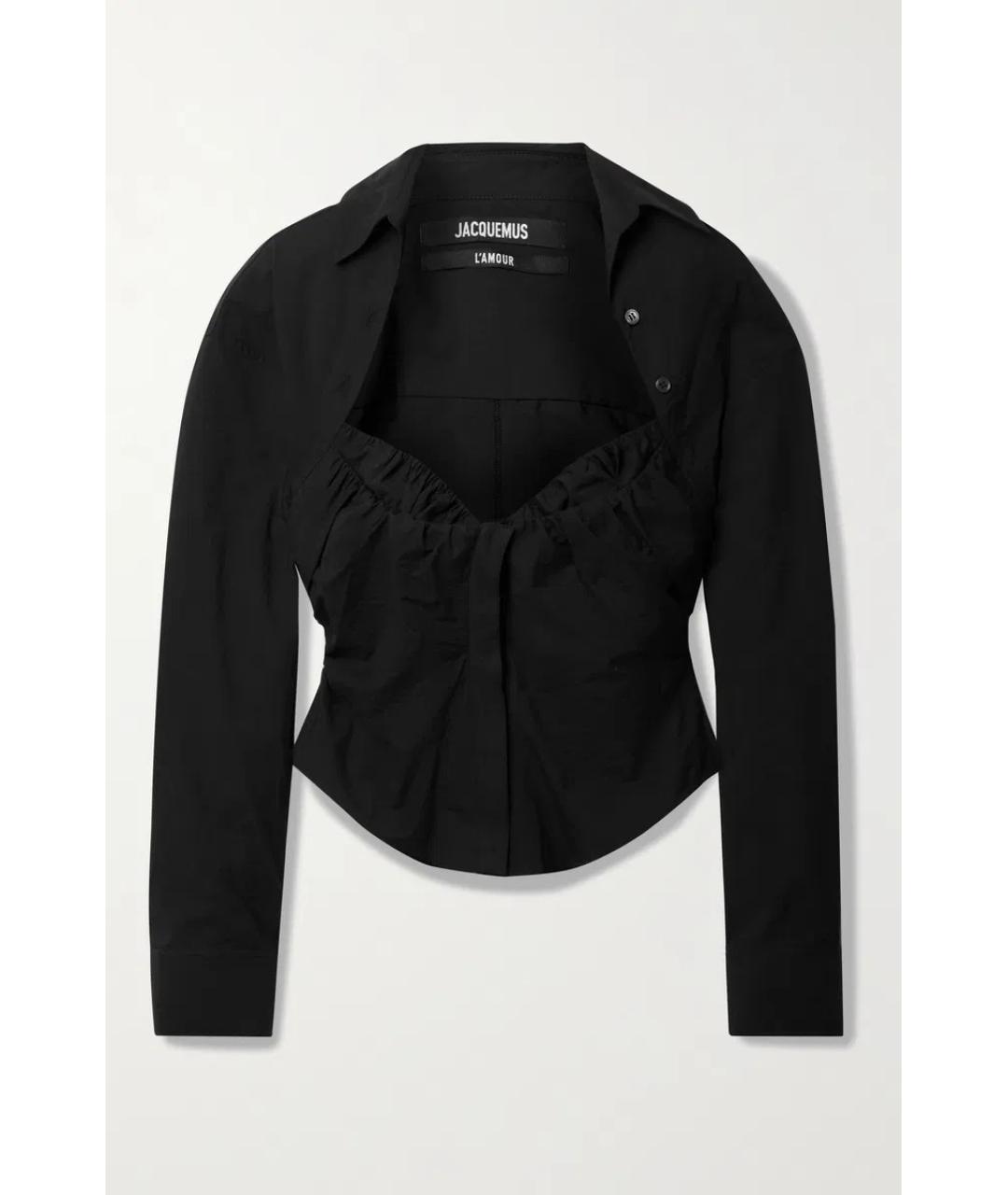 JACQUEMUS Черная хлопко-эластановая блузы, фото 10