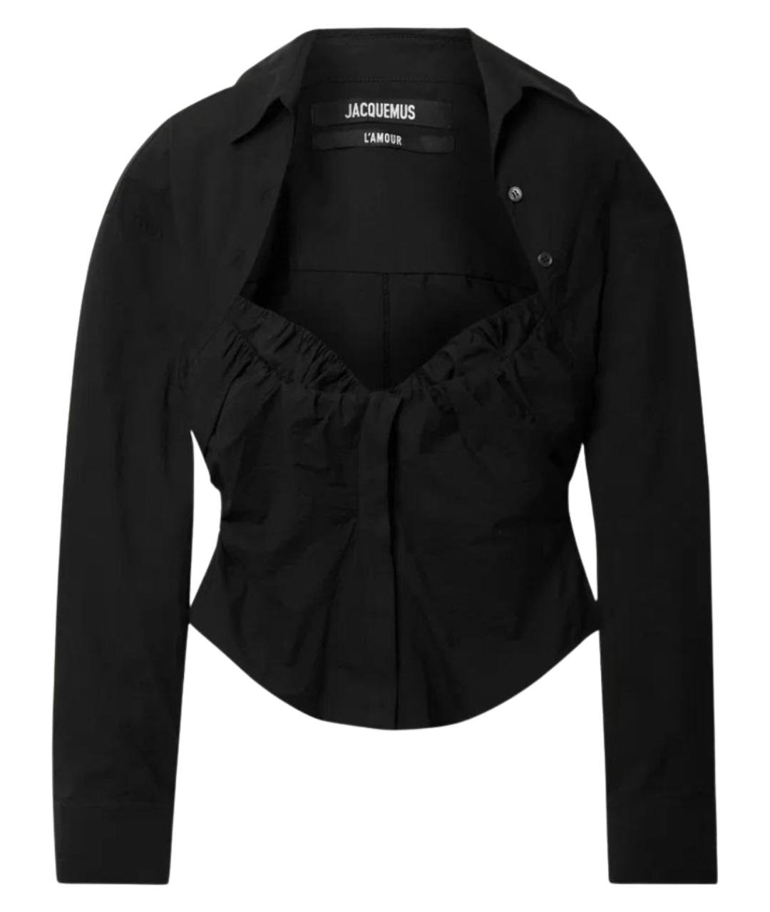 JACQUEMUS Черная хлопко-эластановая блузы, фото 1