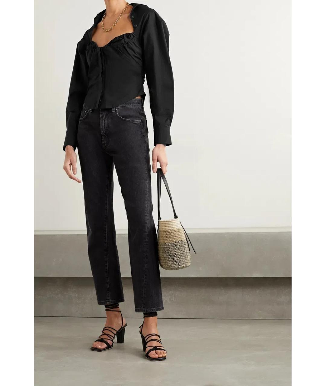 JACQUEMUS Черная хлопко-эластановая блузы, фото 9