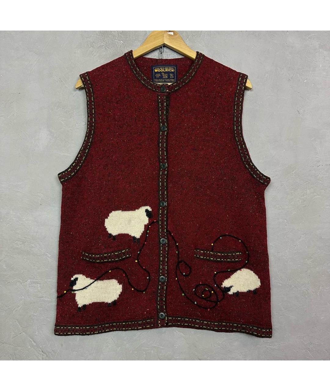 WOOLRICH Бордовая шерстяная жилетка, фото 9