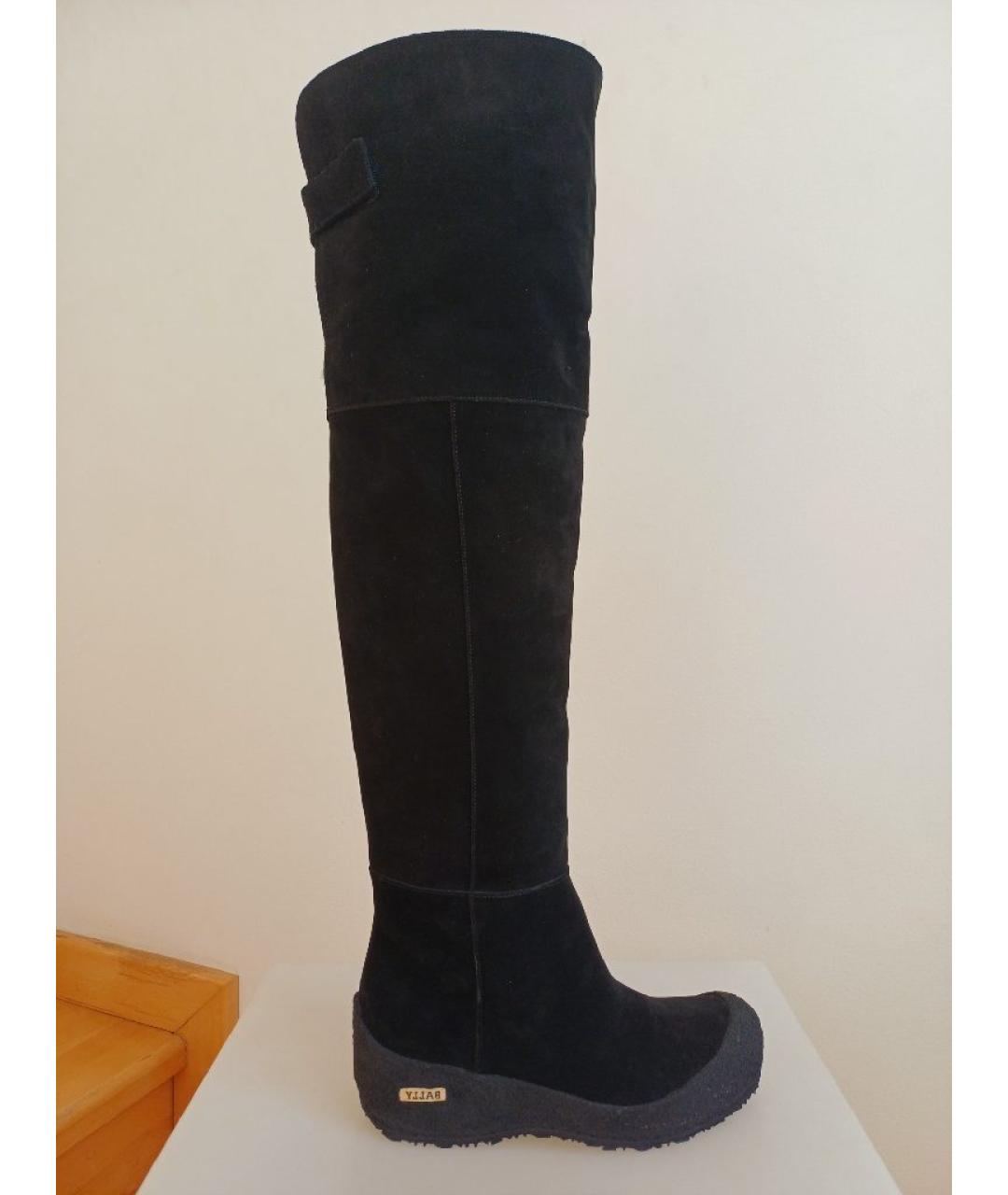 BALLY Черные замшевые ботфорты, фото 10