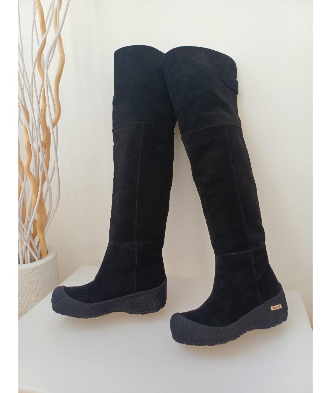 BALLY Черные замшевые ботфорты, фото 4