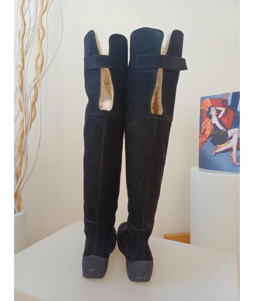 BALLY Черные замшевые ботфорты, фото 8