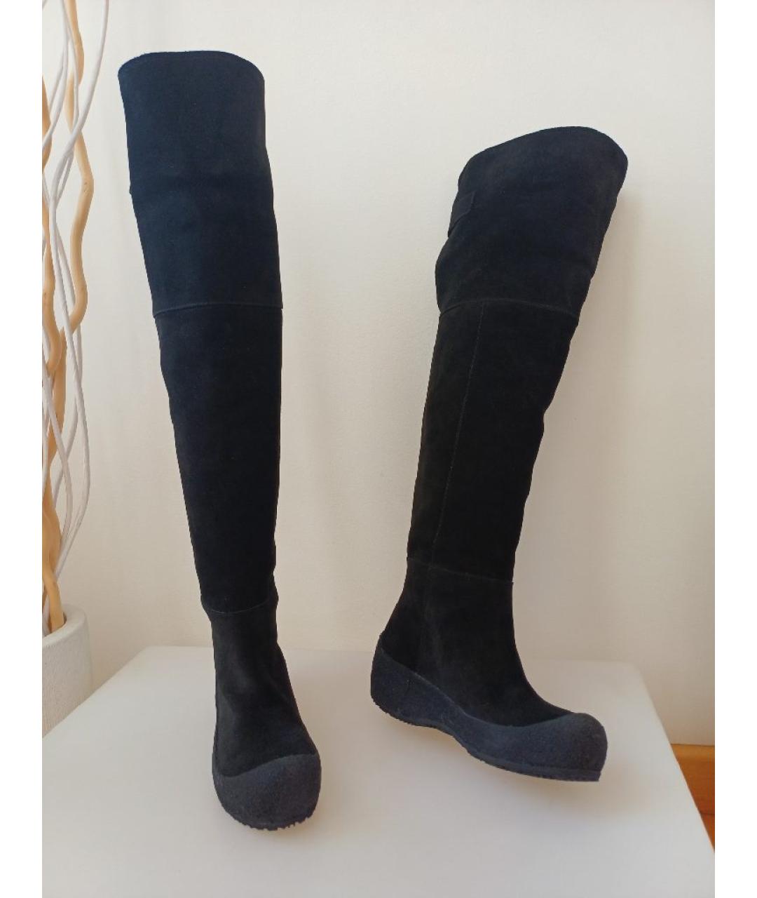 BALLY Черные замшевые ботфорты, фото 6