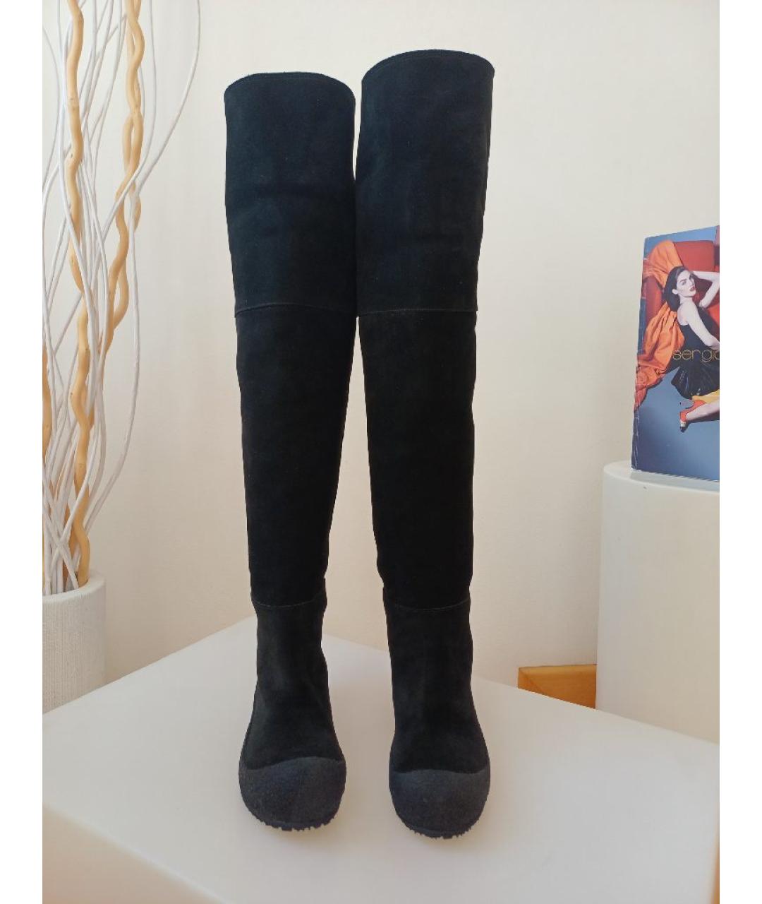 BALLY Черные замшевые ботфорты, фото 7